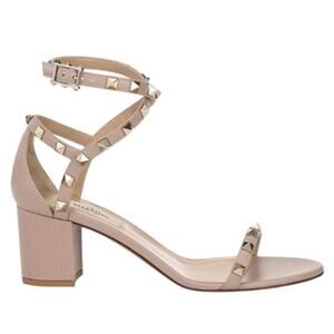 Valentino Garavani 60mm Rockstud Ankle Wrap Leather Sandal Pink Size 38